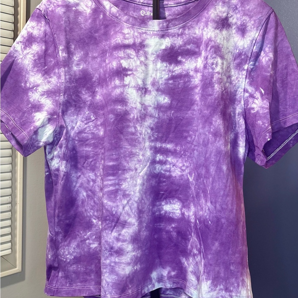 Quince Purple and White Tie-Dye Shirt